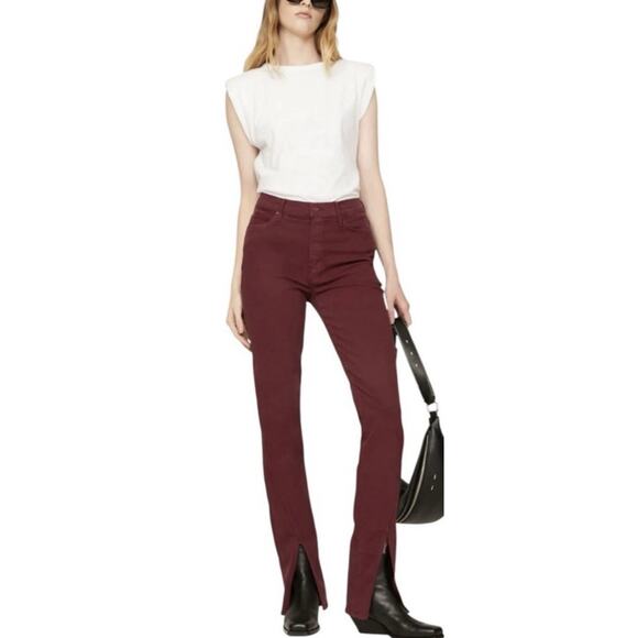 Mother Jeans The Rascal Sliced Up Heel Jeans In Burgundy Women’s Size 24 NWOT - Picture 1 of 10